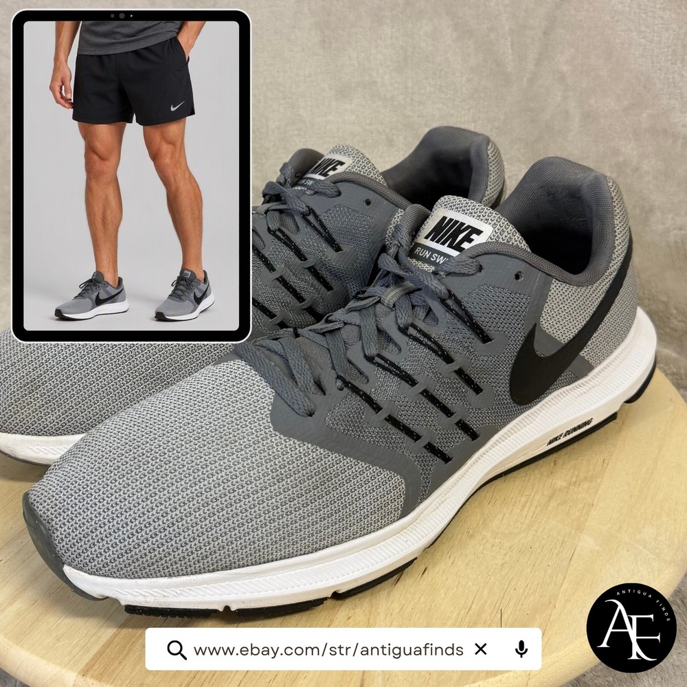 Nike Run Swift Mens Grey Black Running Shoes 908989-002 Size 13